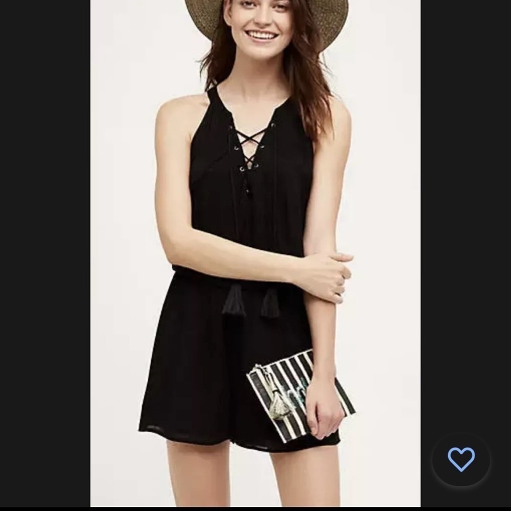 AnthropologieChloe Oliver Lace Sleeveless Lined Tie Front Amoret Romper Size L